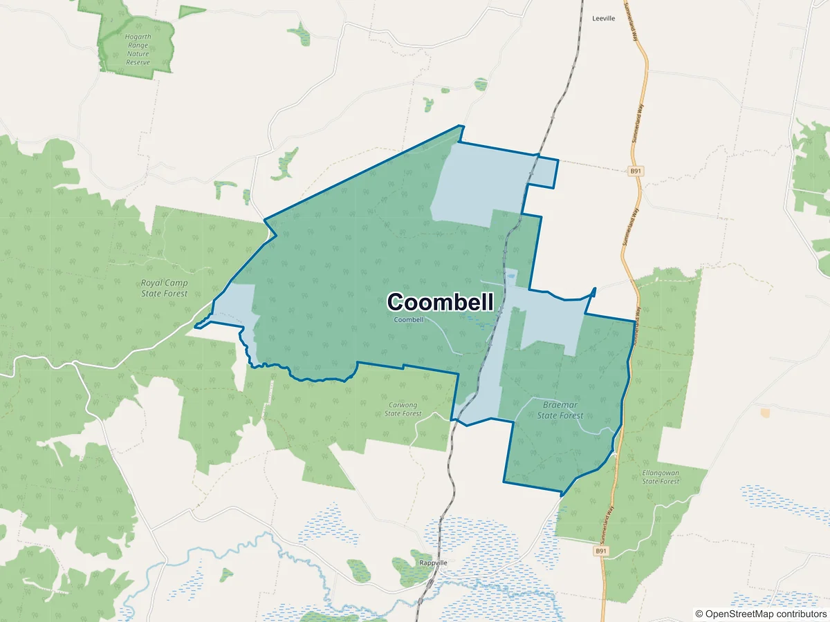 Map of Coombell, NSW, Australia