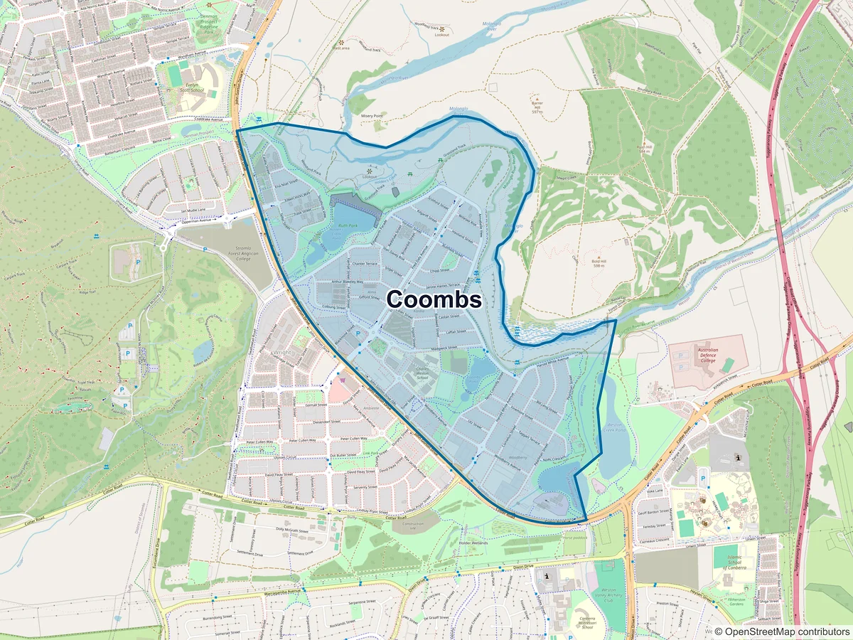 Map of Coombs, ACT, Australia