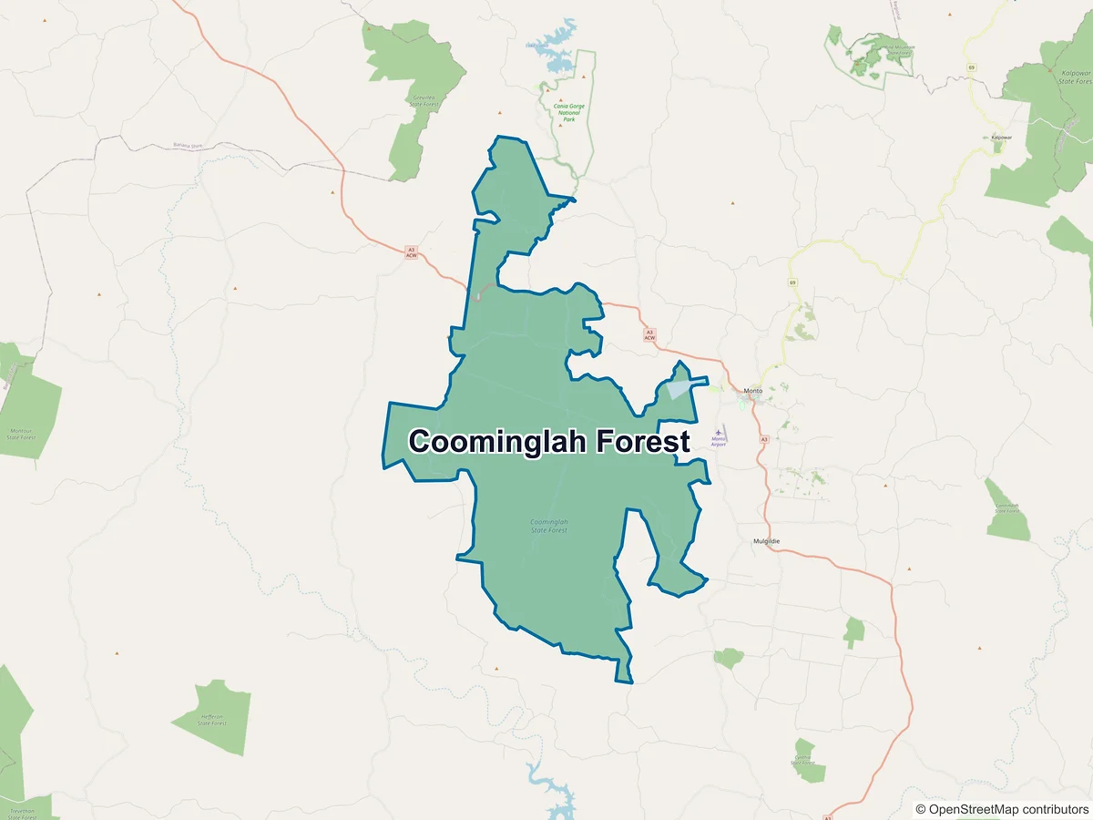 Map of Coominglah Forest, QLD, Australia