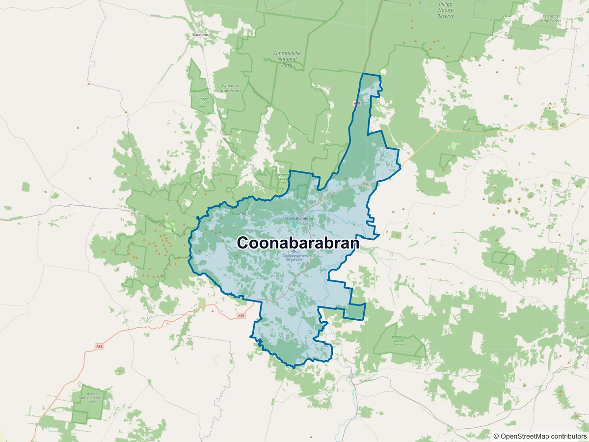 Map of Coonabarabran, NSW, Australia