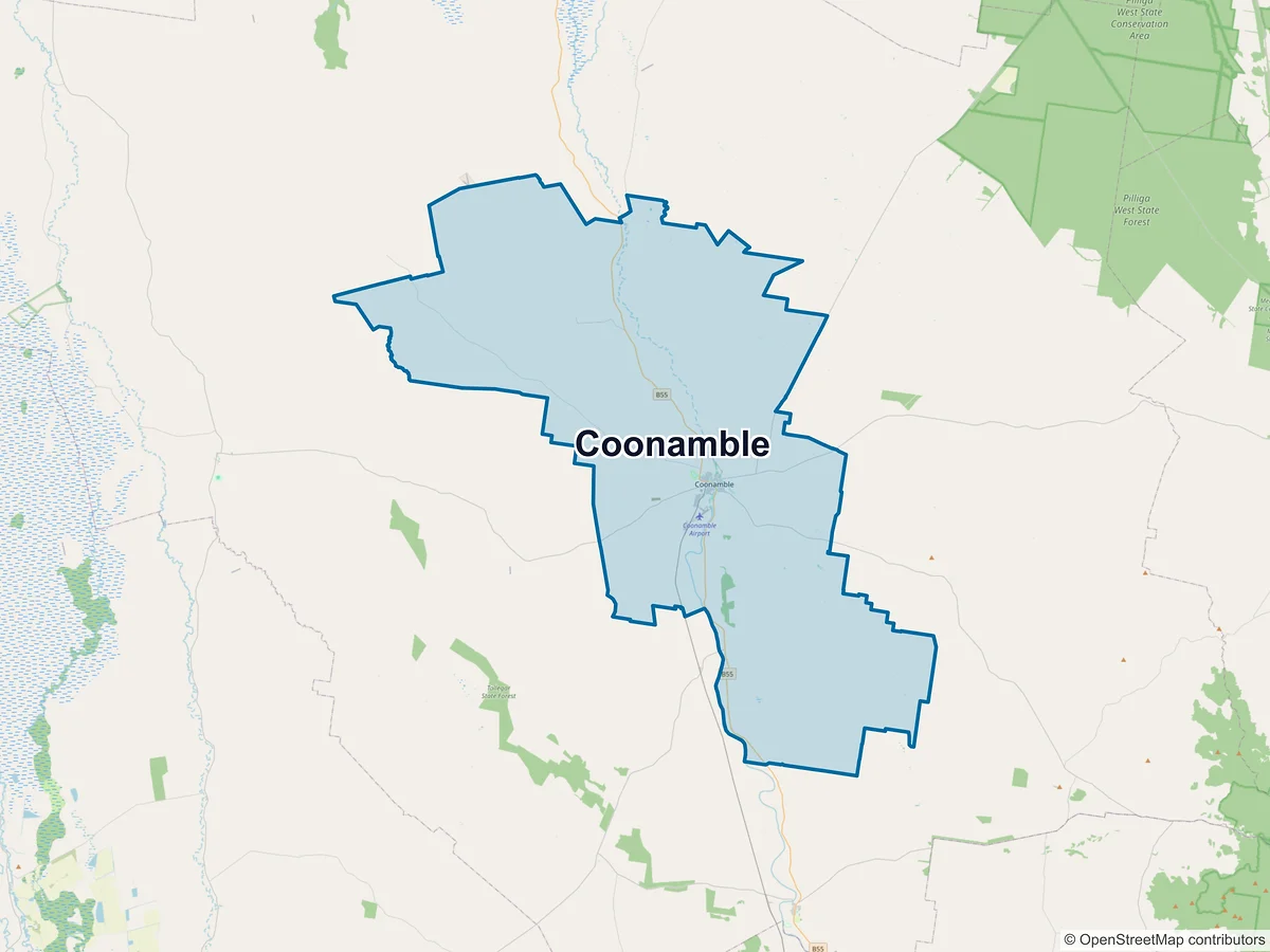 Map of Coonamble, NSW, Australia