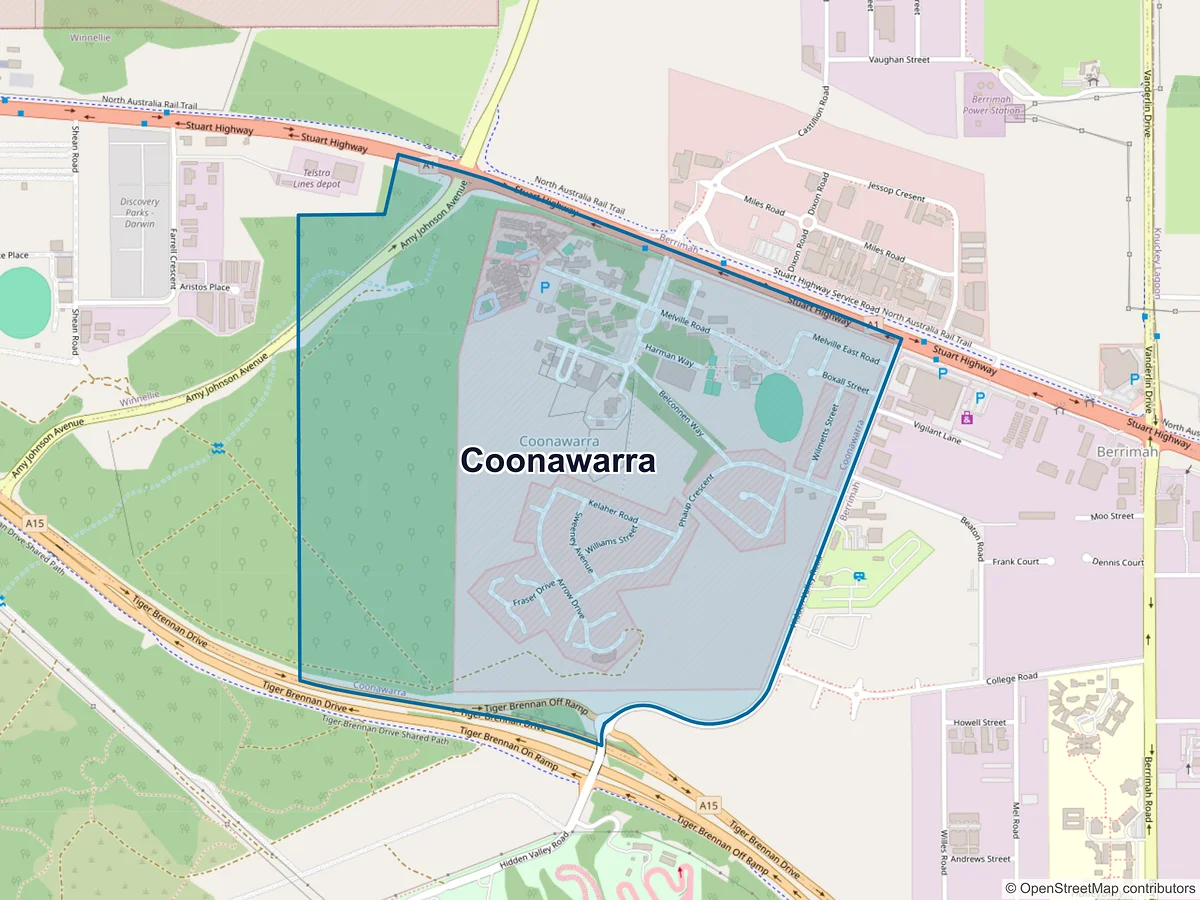 Map of Coonawarra, NT, Australia