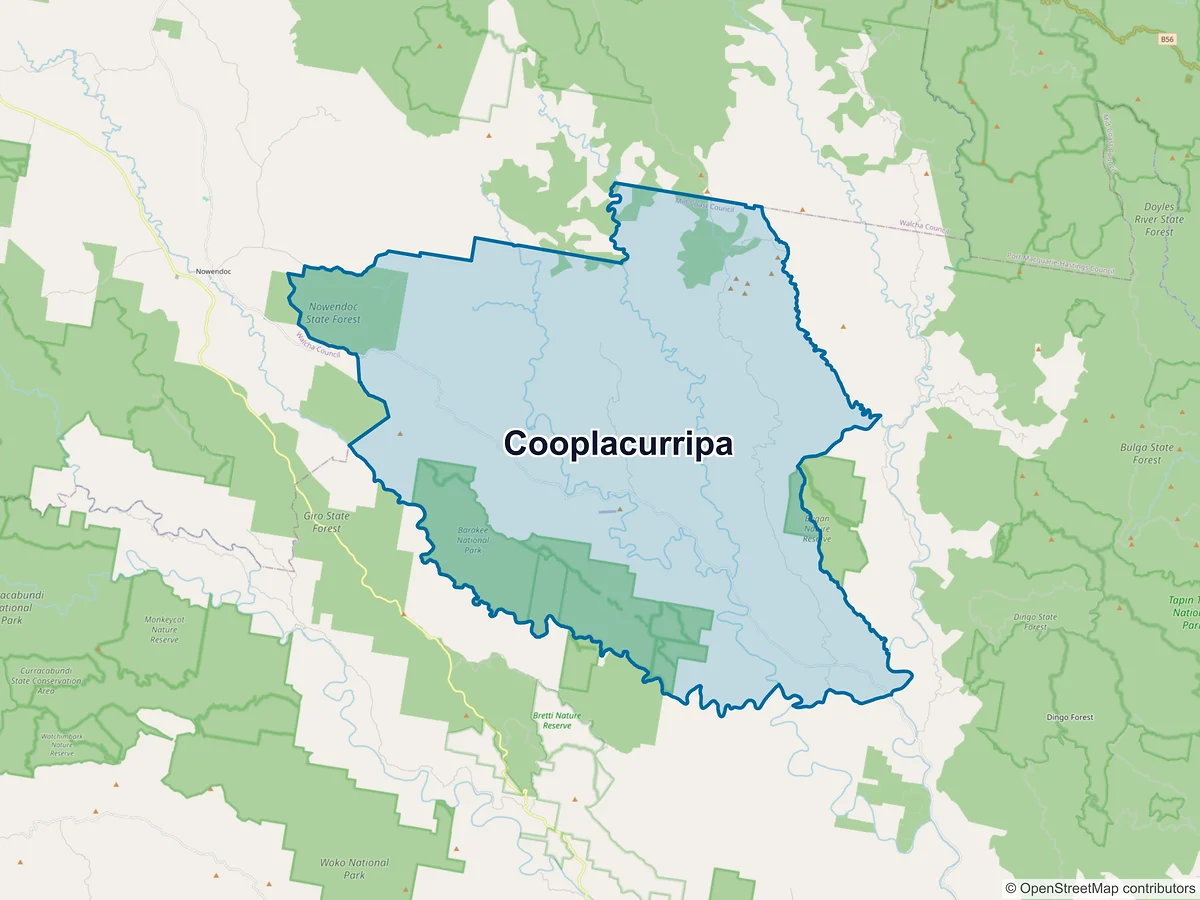 Map of Cooplacurripa, NSW, Australia