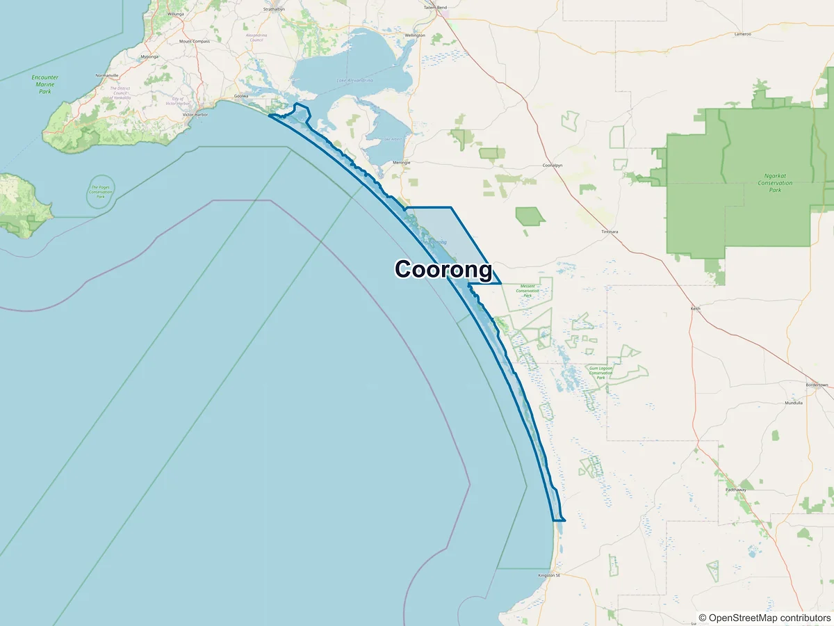 Map of Coorong, SA, Australia