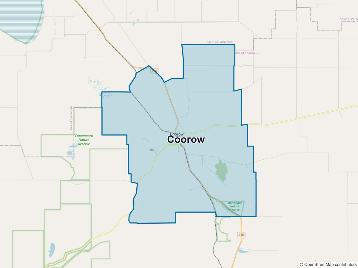 Map of Coorow, WA, Australia