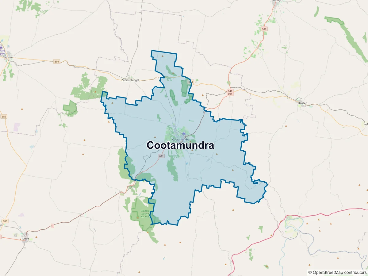 Map of Cootamundra, NSW, Australia