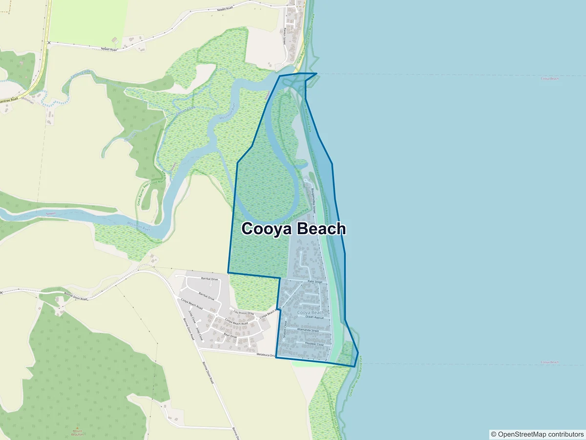 Map of Cooya Beach, QLD, Australia