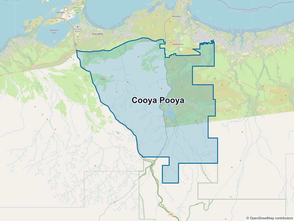 Map of Cooya Pooya, WA, Australia