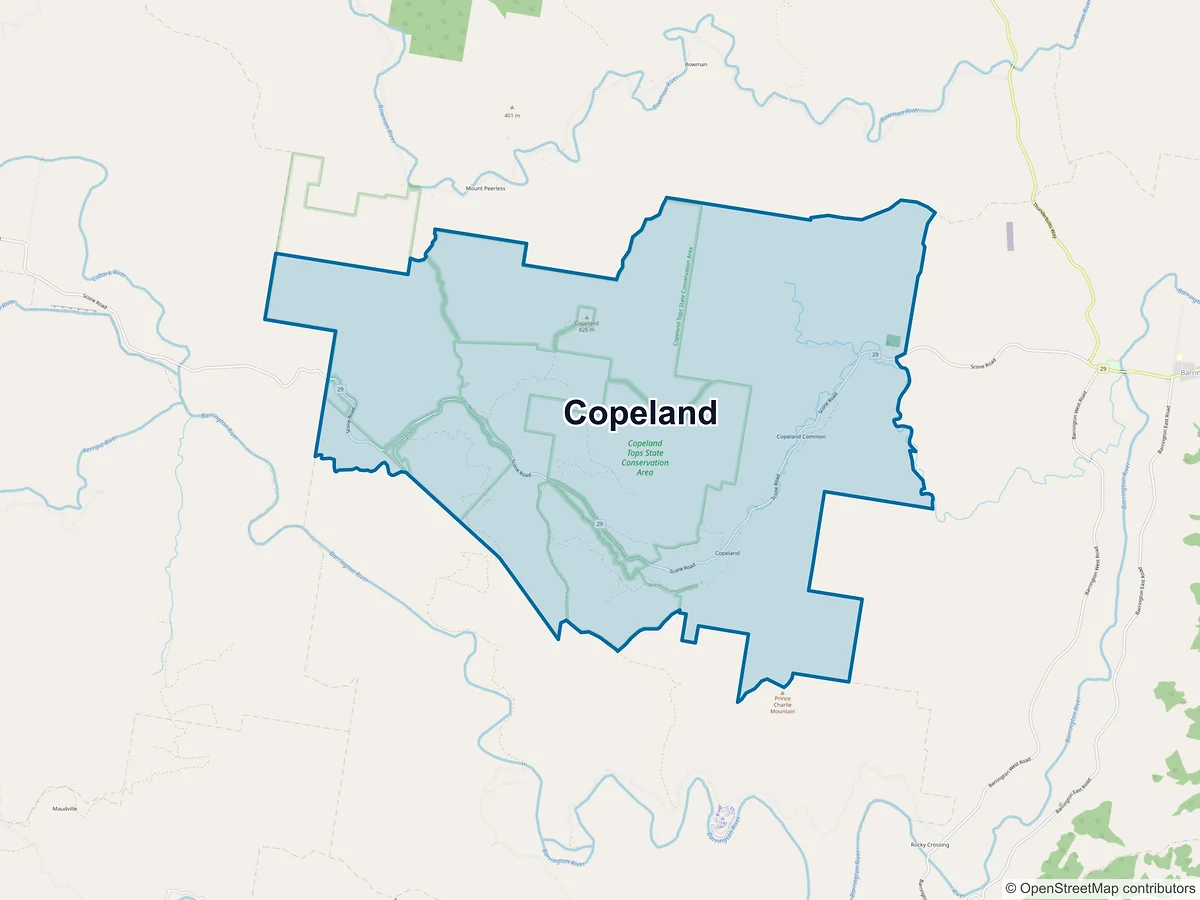 Map of Copeland, NSW, Australia