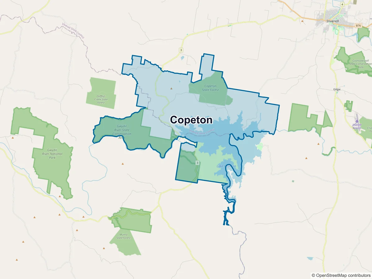 Map of Copeton, NSW, Australia