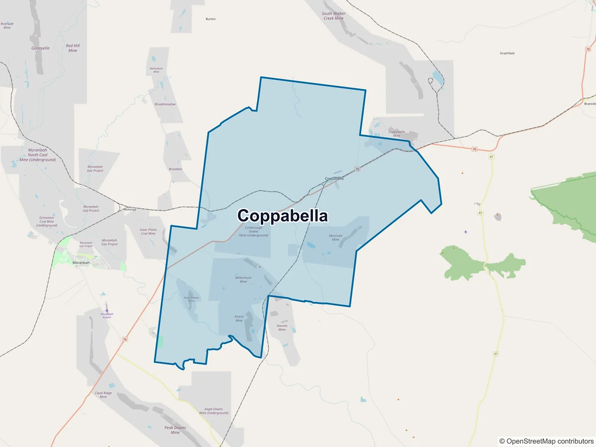 Map of Coppabella, QLD, Australia