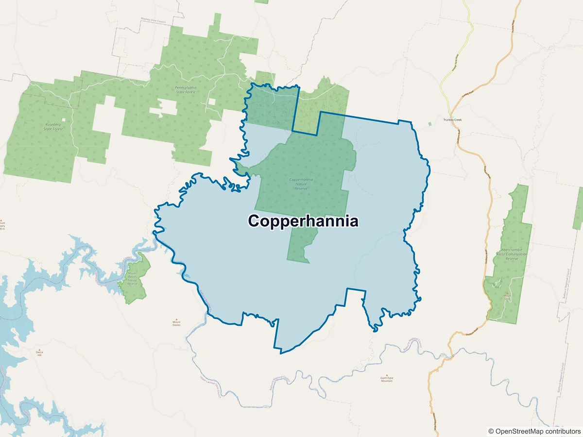 Map of Copperhannia, NSW, Australia