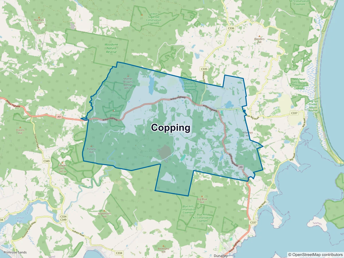 Map of Copping, TAS, Australia