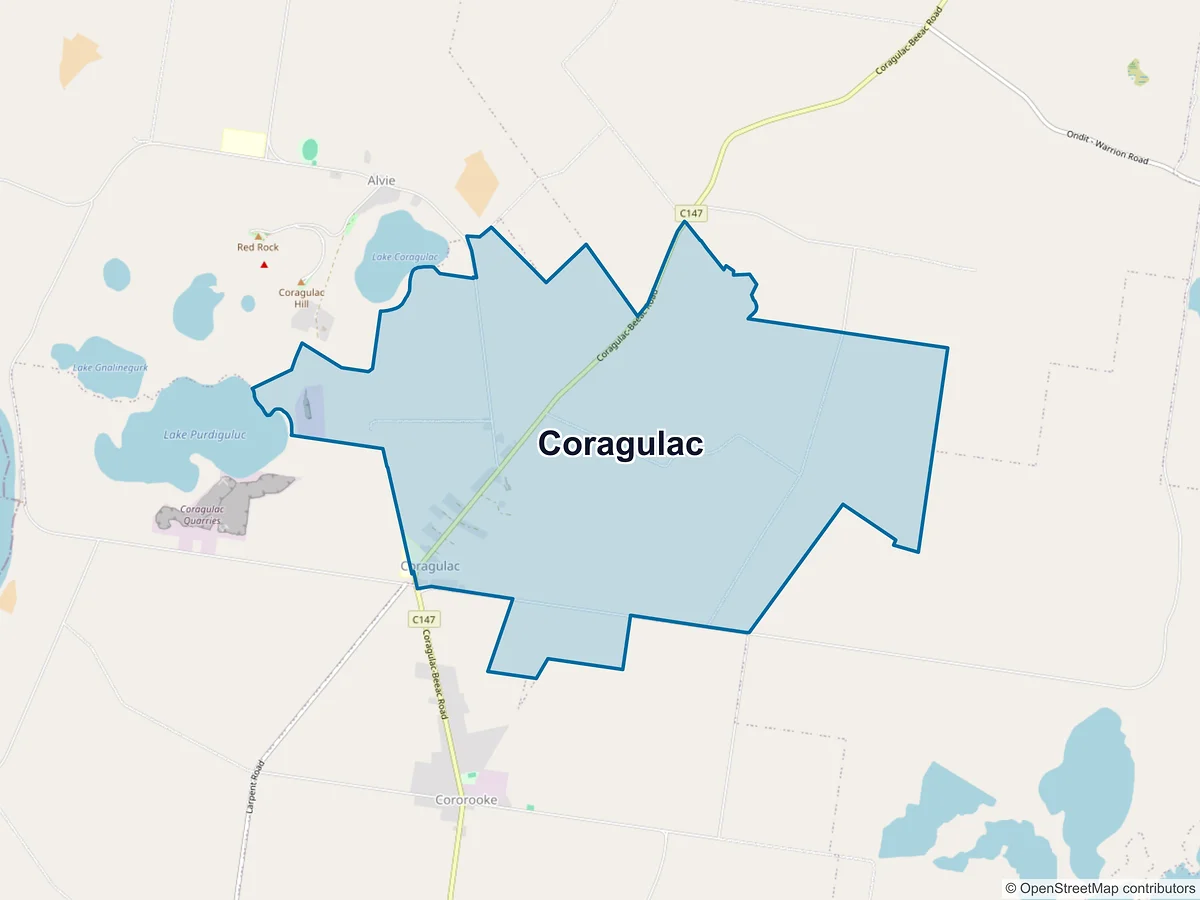 Map of Coragulac, VIC, Australia