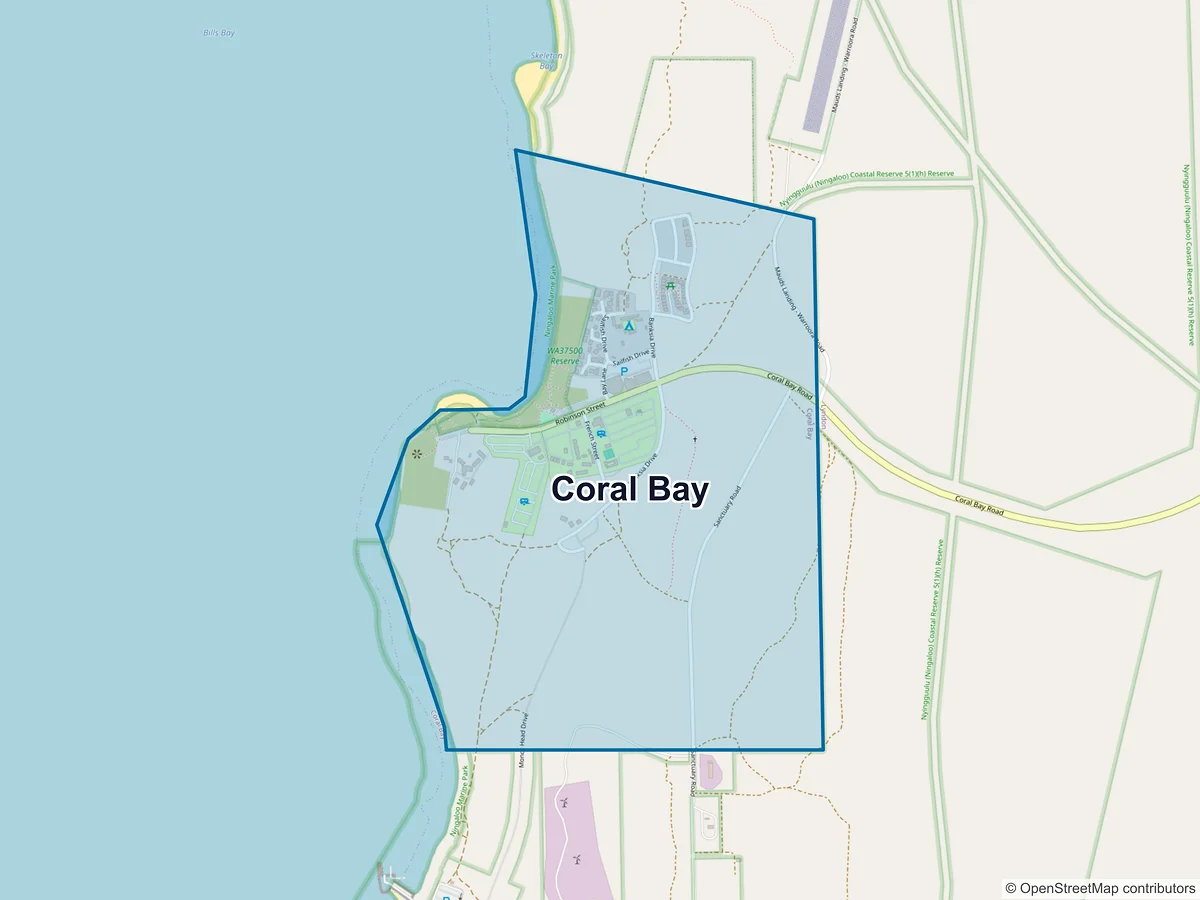 Map of Coral Bay, WA, Australia