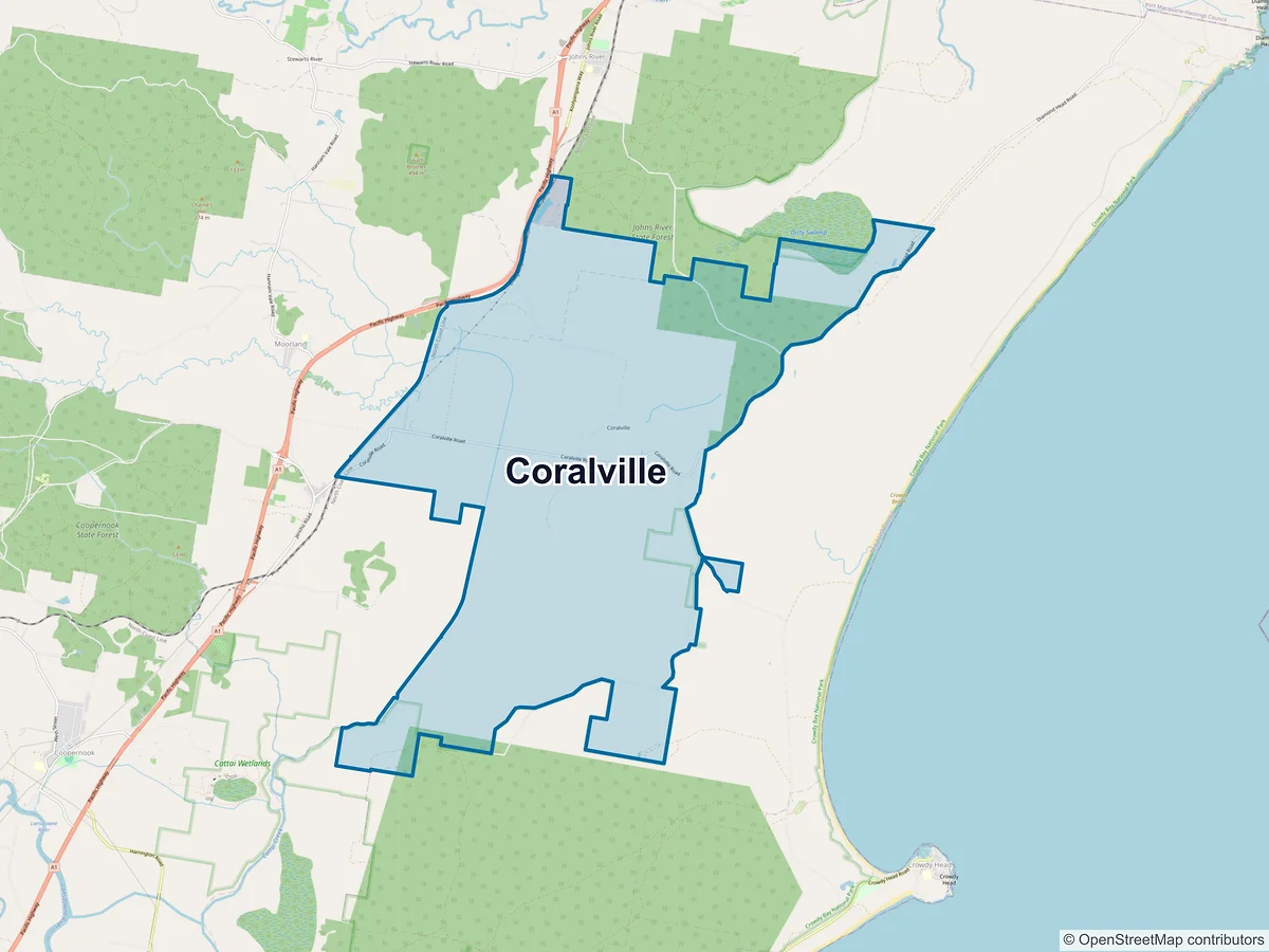 Map of Coralville, NSW, Australia