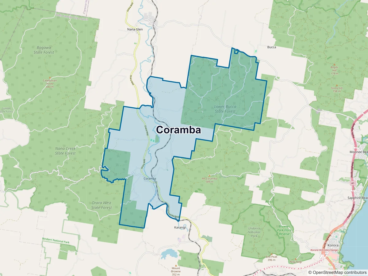 Map of Coramba, NSW, Australia