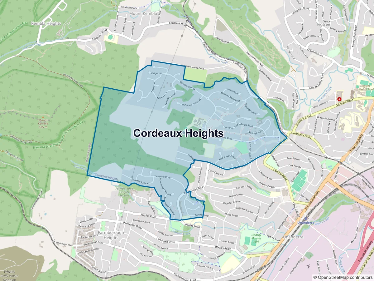 Map of Cordeaux Heights, NSW, Australia