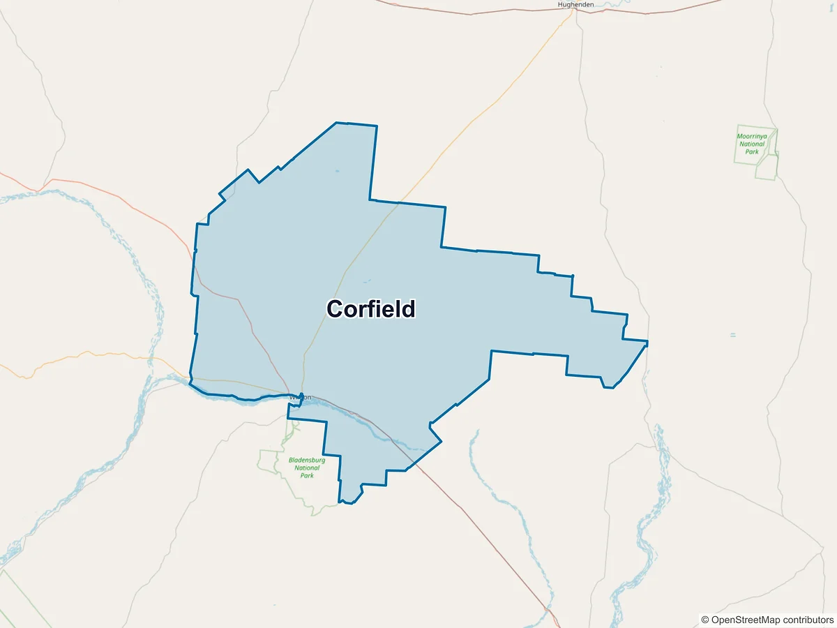 Map of Corfield, QLD, Australia