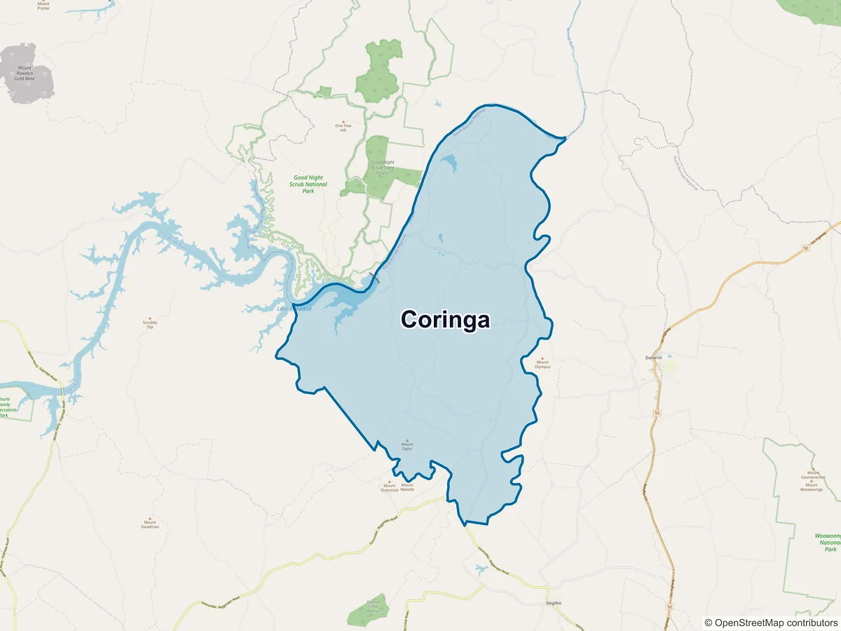 Map of Coringa, QLD, Australia