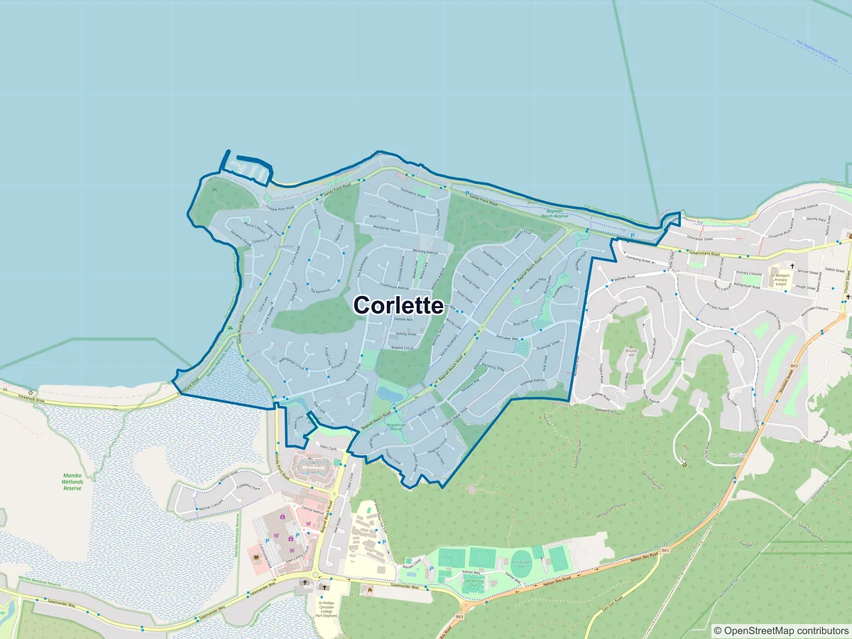 Map of Corlette, NSW, Australia