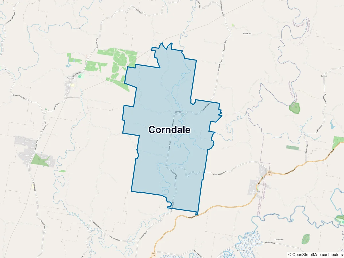 Map of Corndale, NSW, Australia