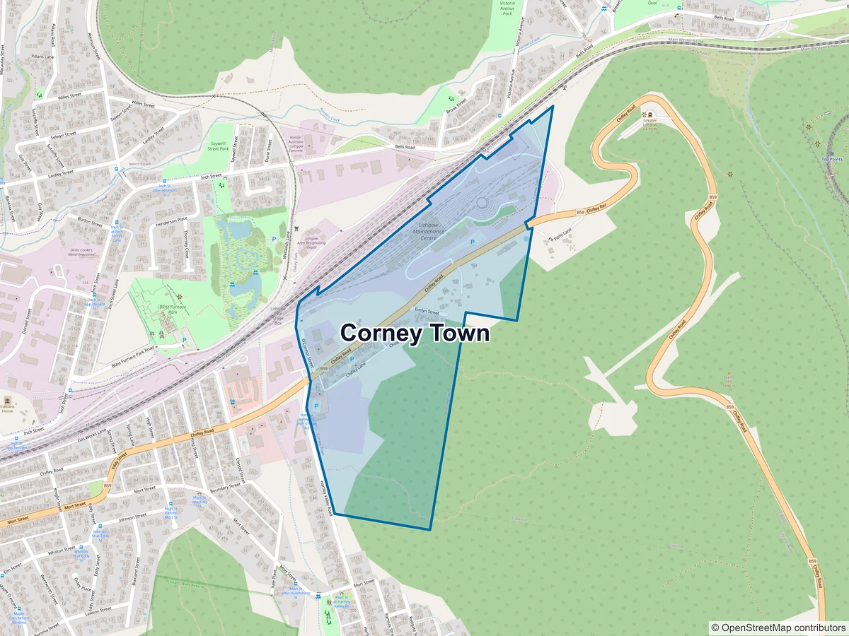 Map of Corney Town, NSW, Australia