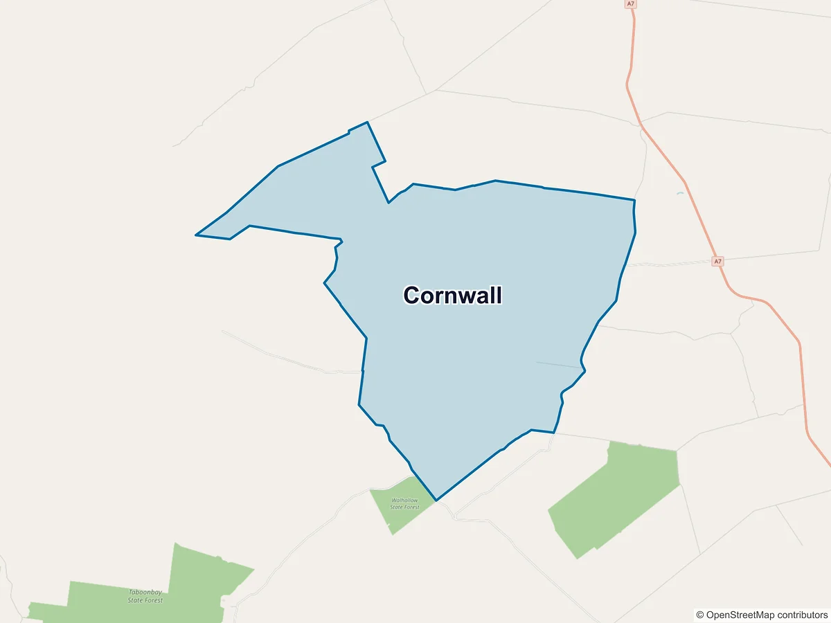 Map of Cornwall, QLD, Australia