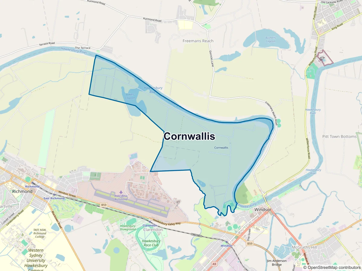 Map of Cornwallis, NSW, Australia