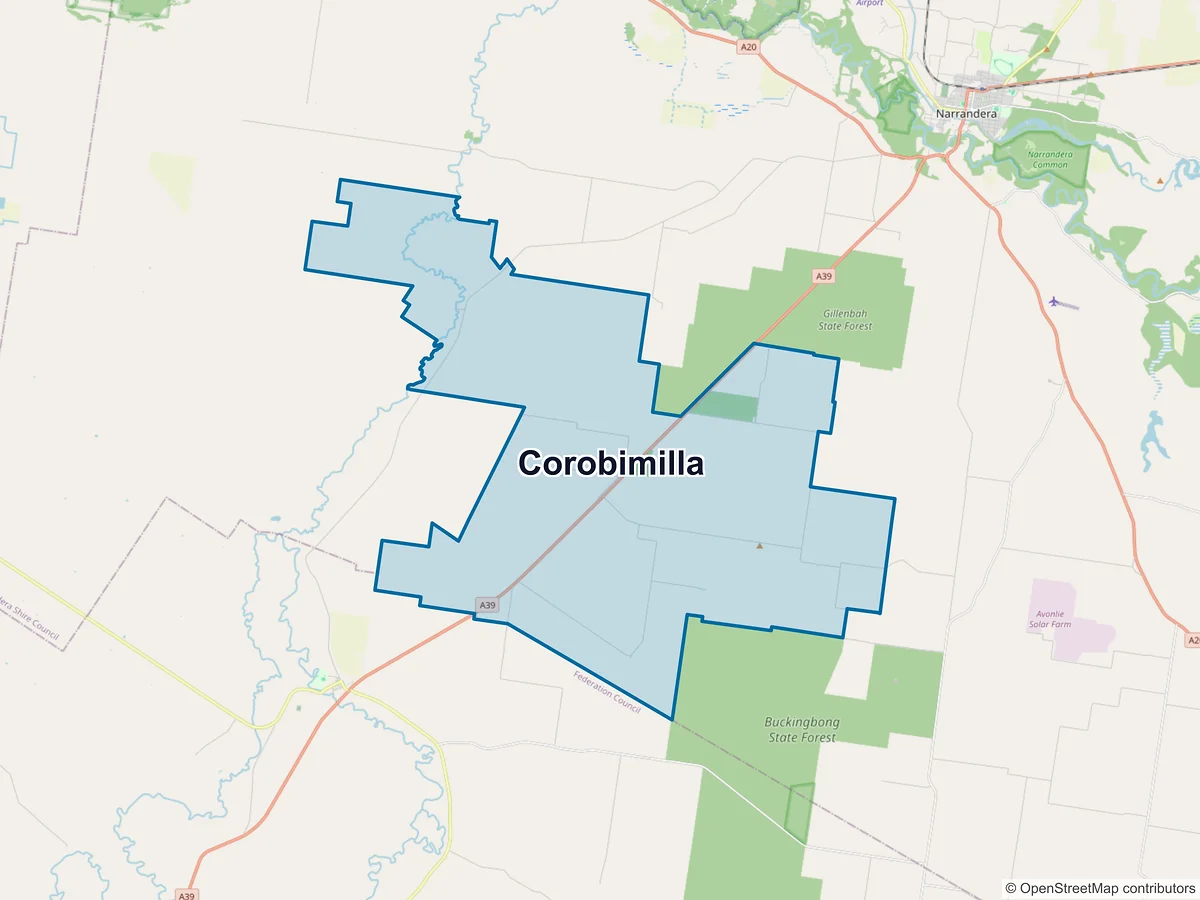 Map of Corobimilla, NSW, Australia