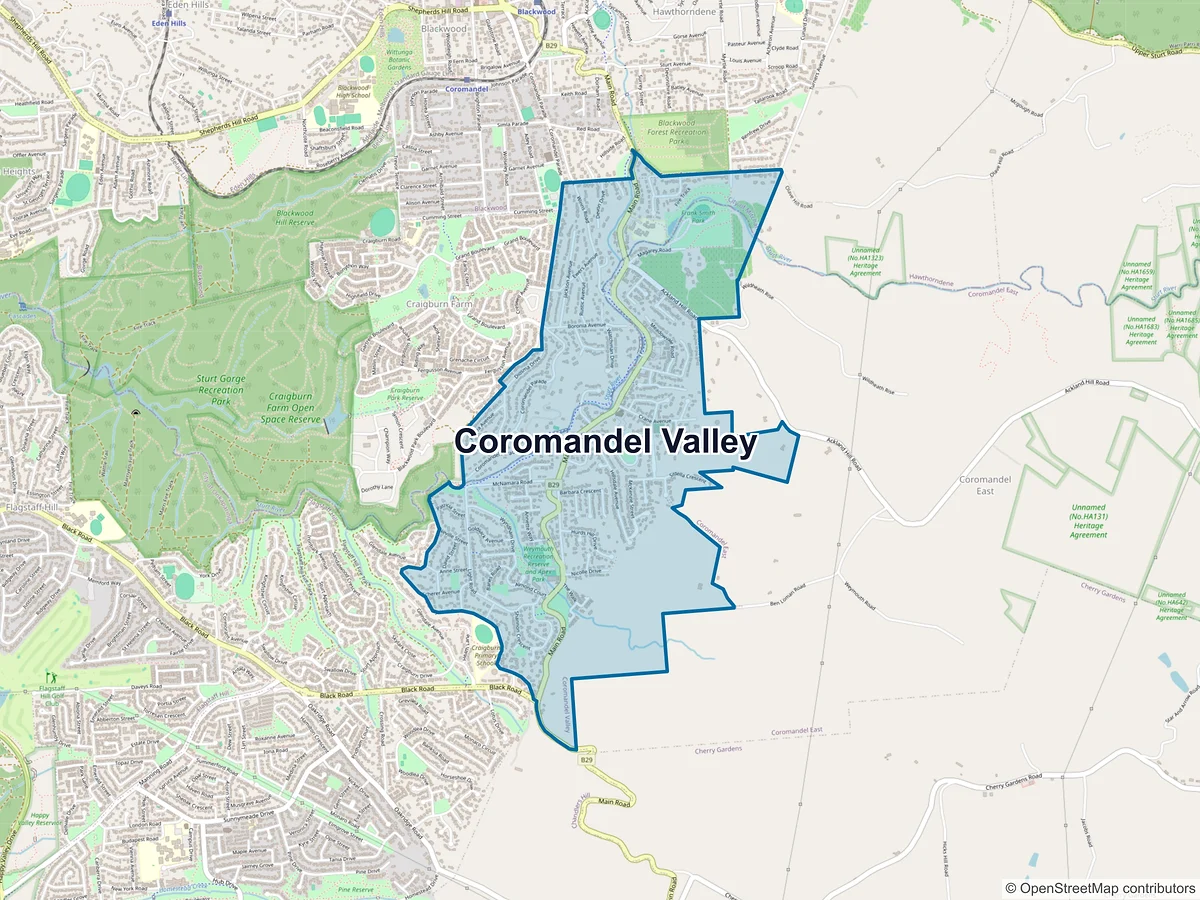 Map of Coromandel Valley, SA, Australia