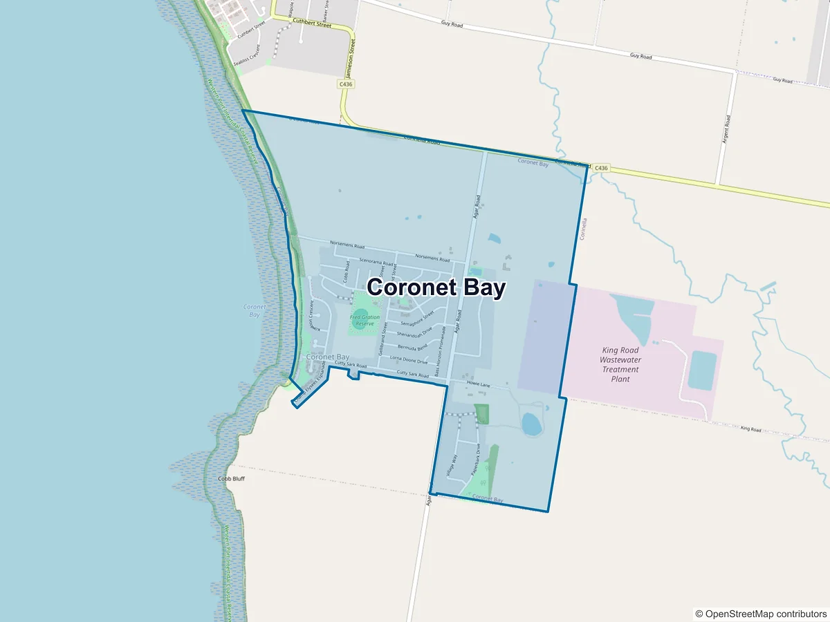 Map of Coronet Bay, VIC, Australia