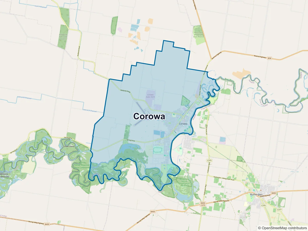 Map of Corowa, NSW, Australia
