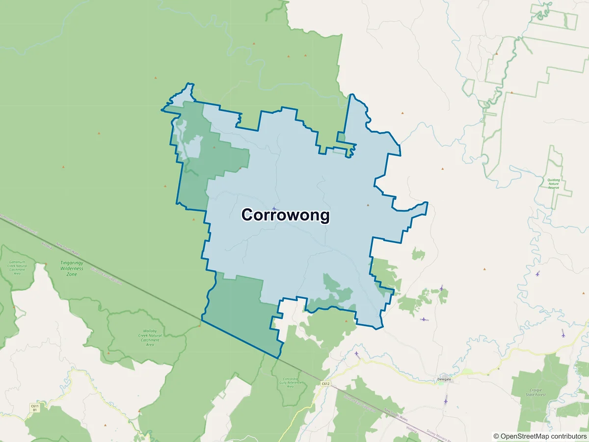 Map of Corrowong, NSW, Australia