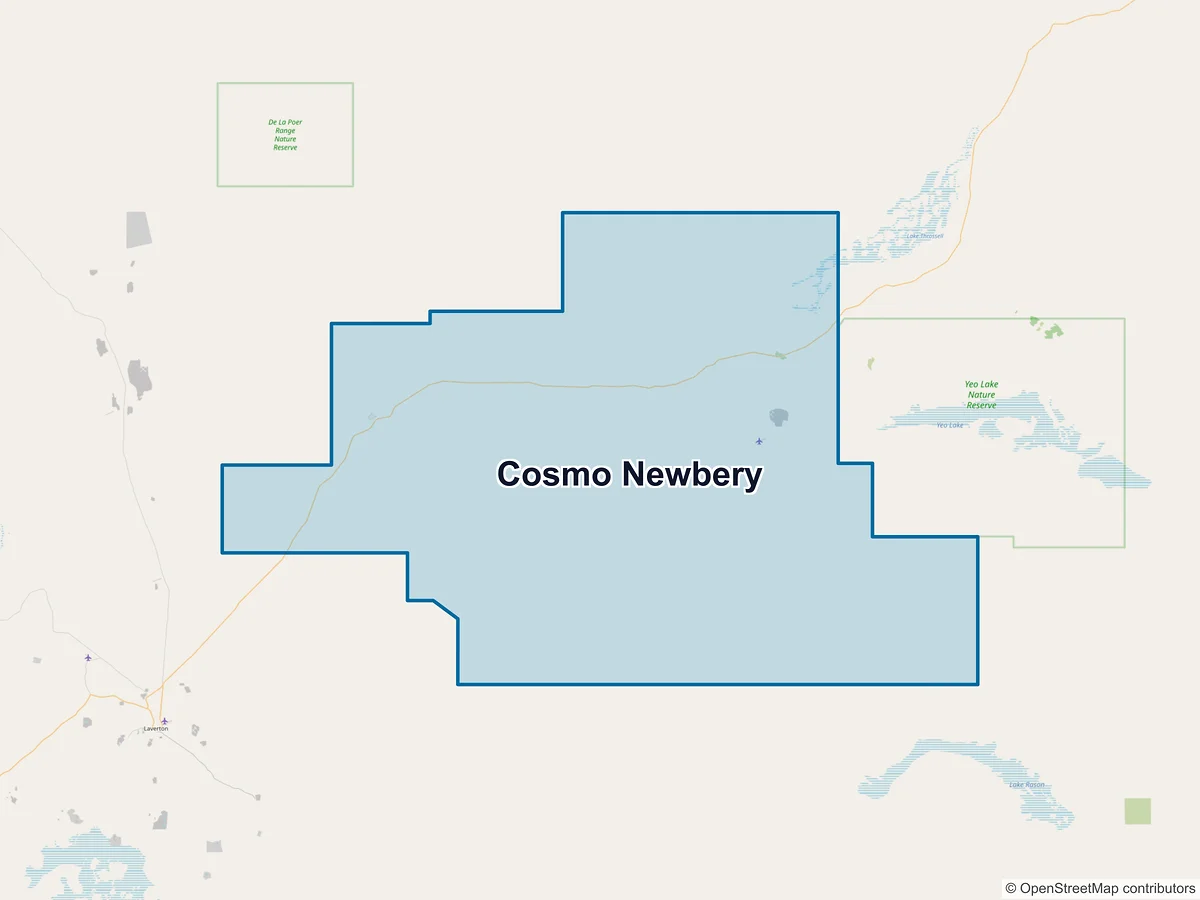 Map of Cosmo Newbery, WA, Australia