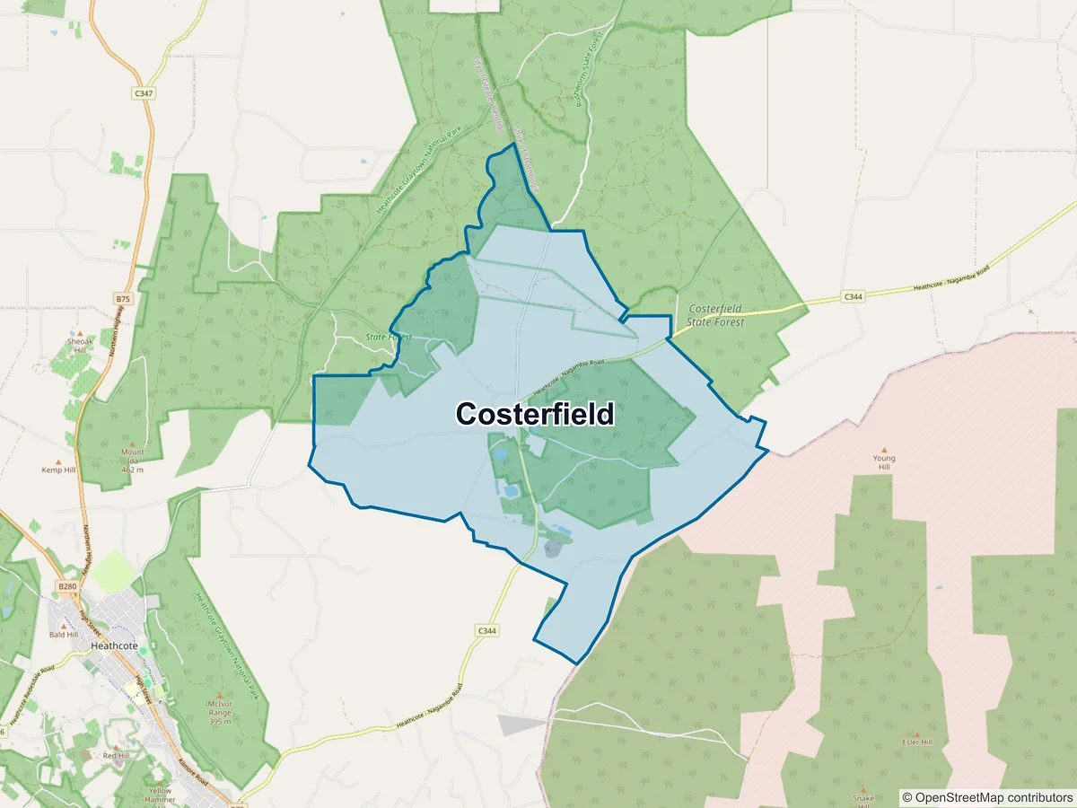 Map of Costerfield, VIC, Australia