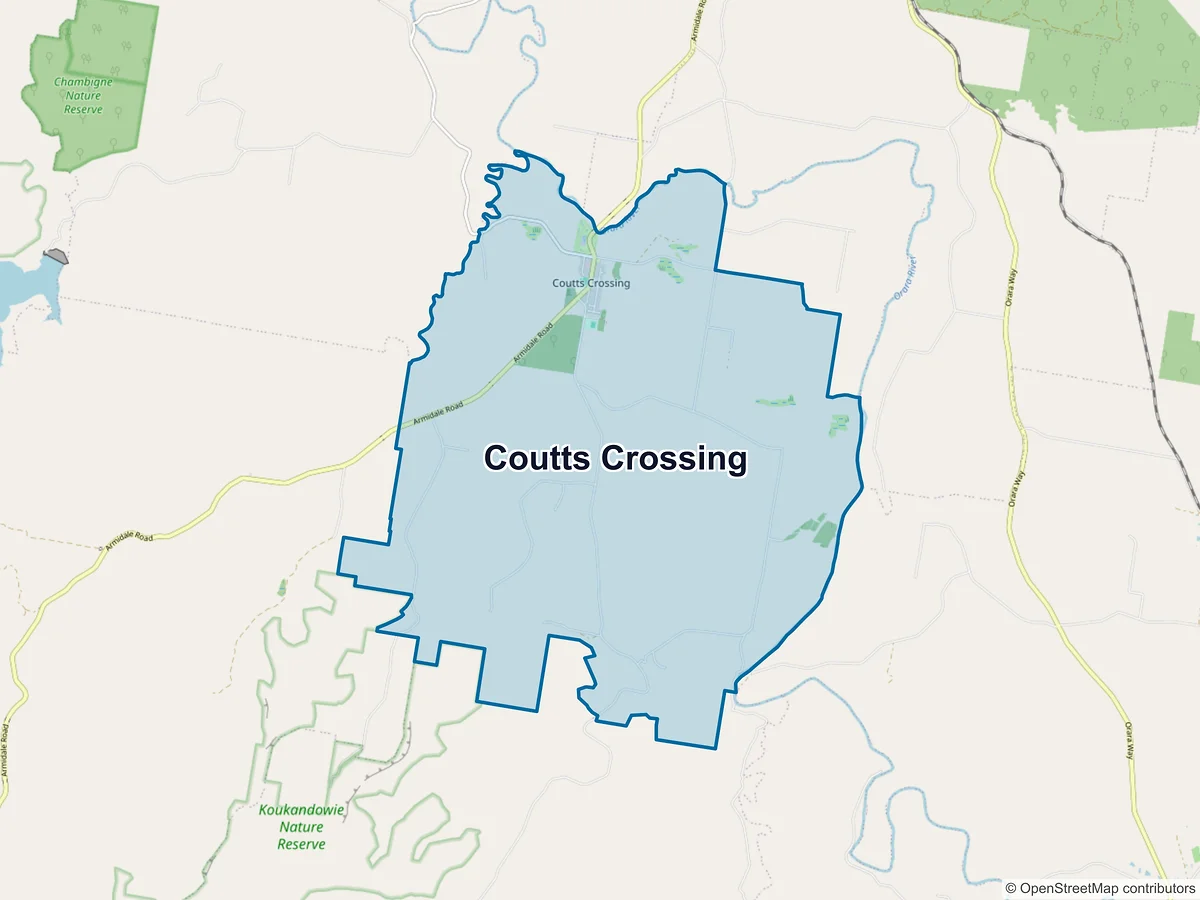 Map of Coutts Crossing, NSW, Australia