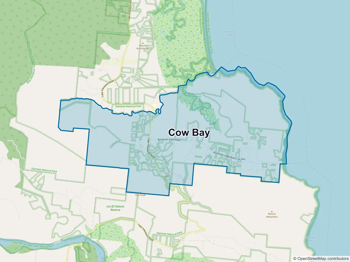 Map of Cow Bay, QLD, Australia