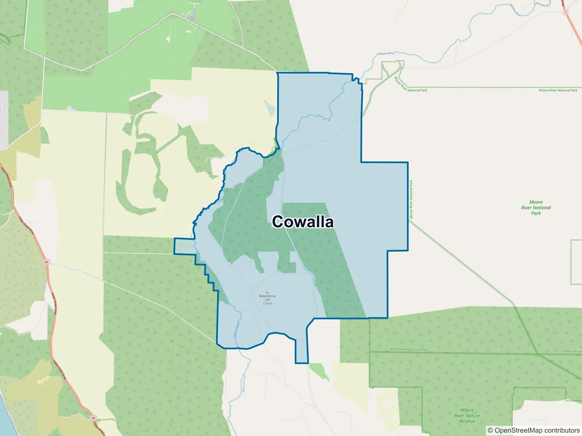 Map of Cowalla, WA, Australia