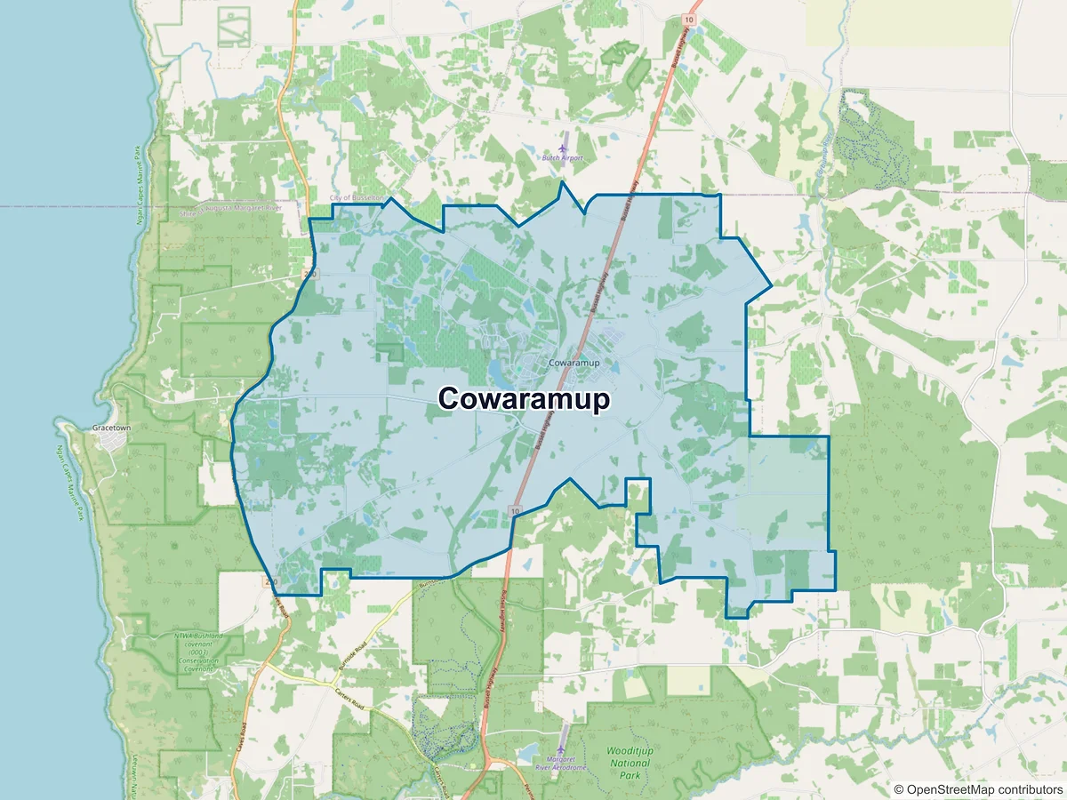 Map of Cowaramup, WA, Australia