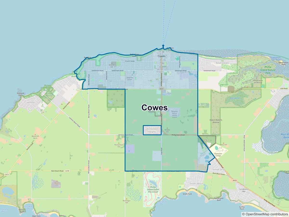 Map of Cowes, VIC, Australia