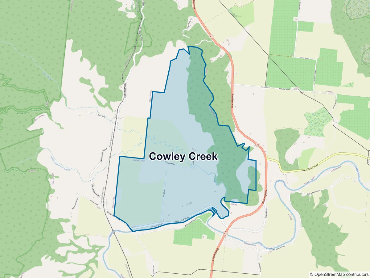 Map of Cowley Creek, QLD, Australia