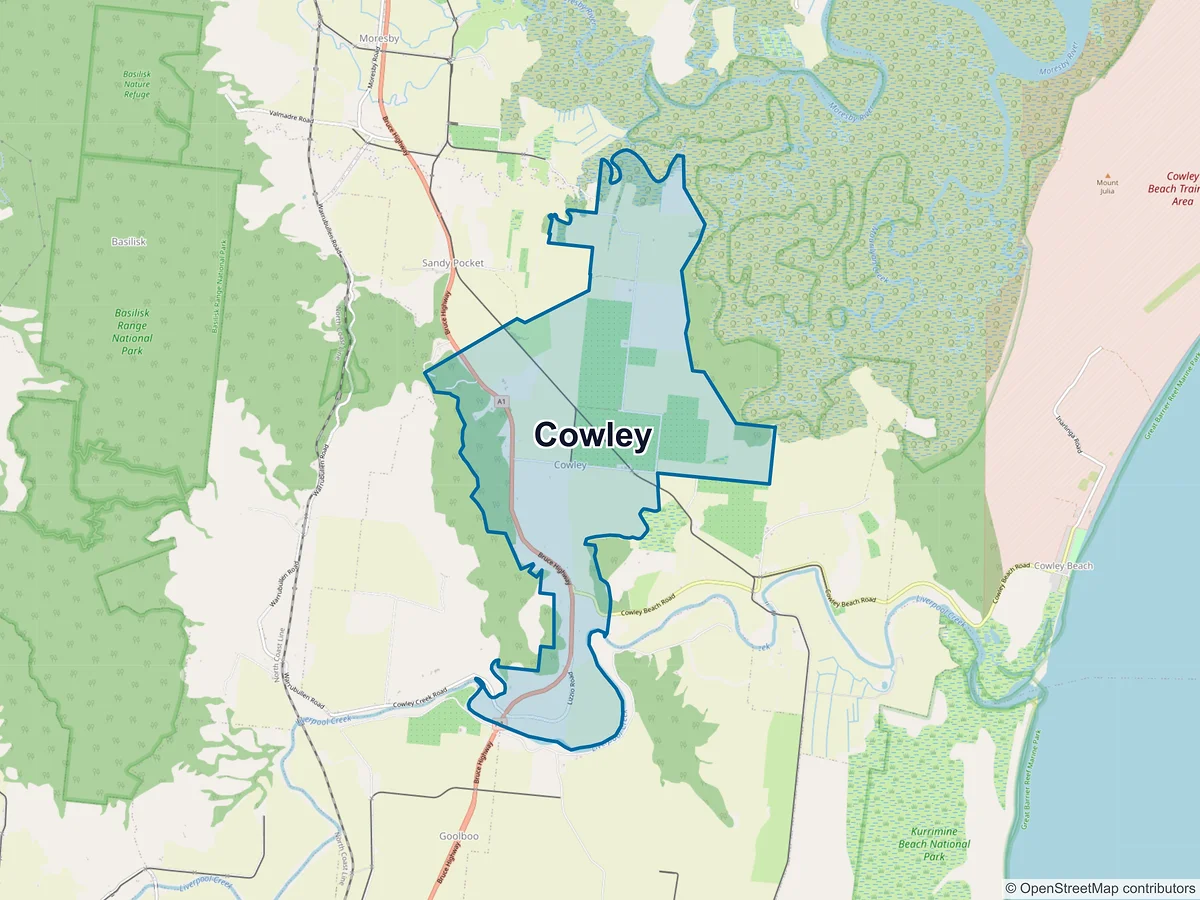 Map of Cowley, QLD, Australia