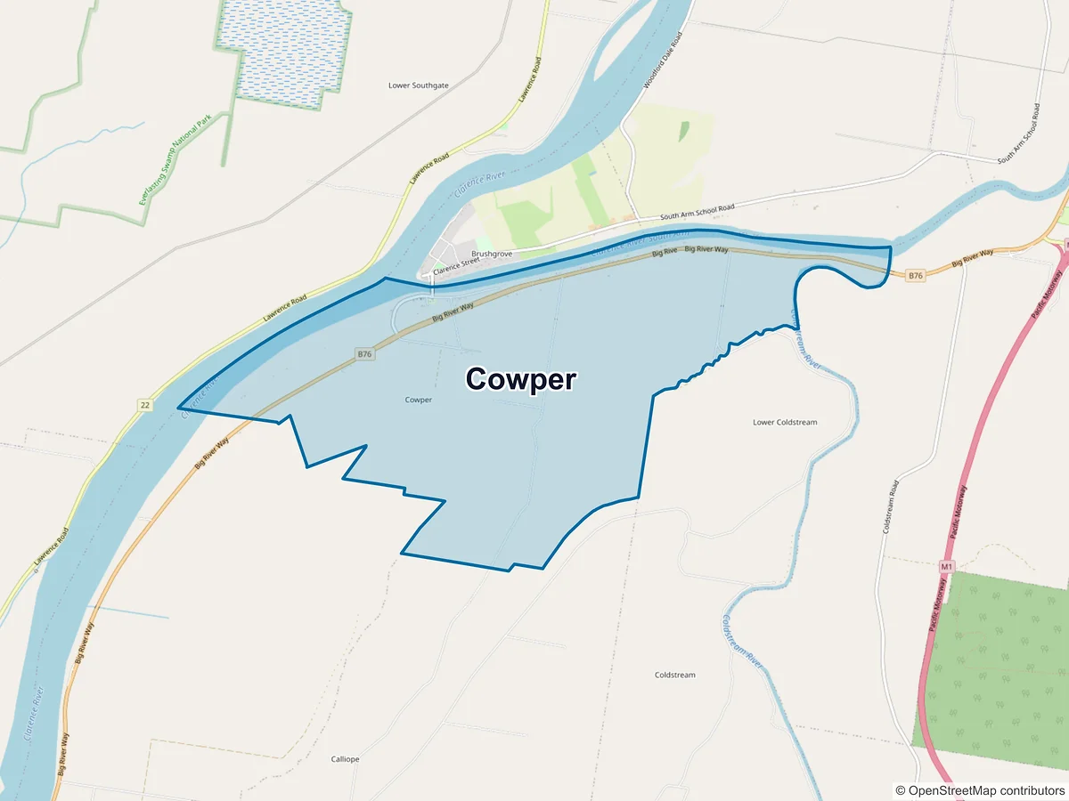 Map of Cowper, NSW, Australia