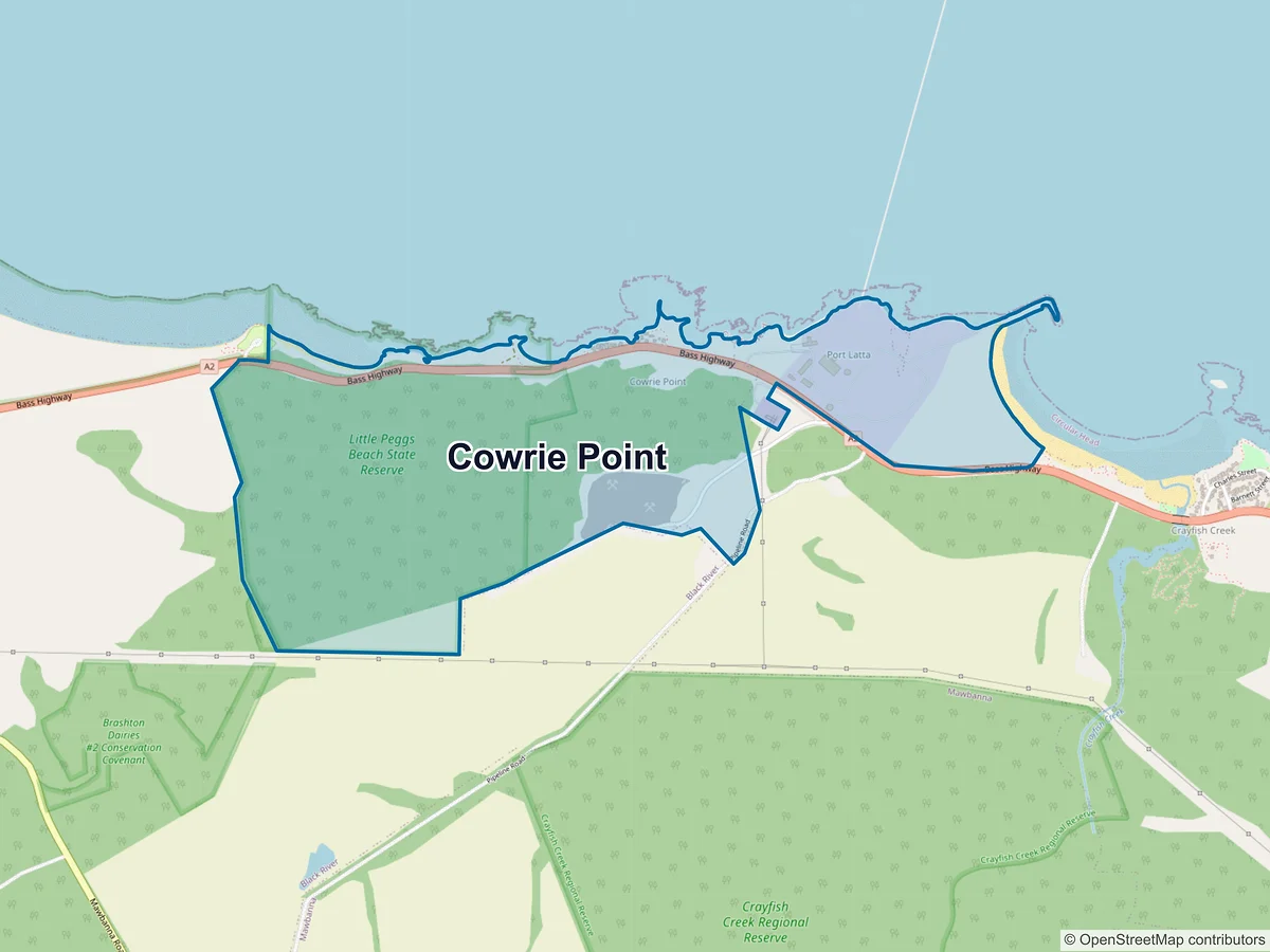 Map of Cowrie Point, TAS, Australia
