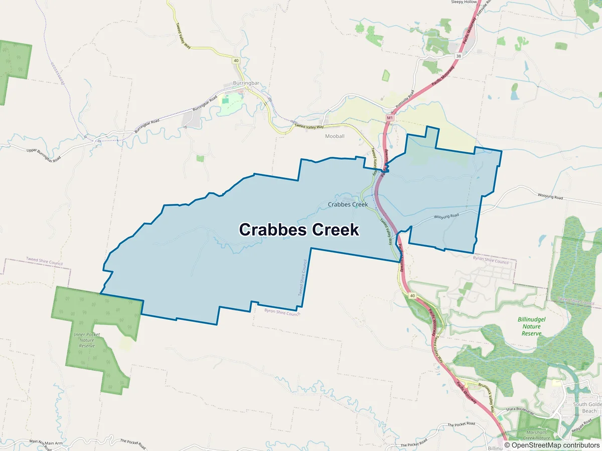 Map of Crabbes Creek, NSW, Australia