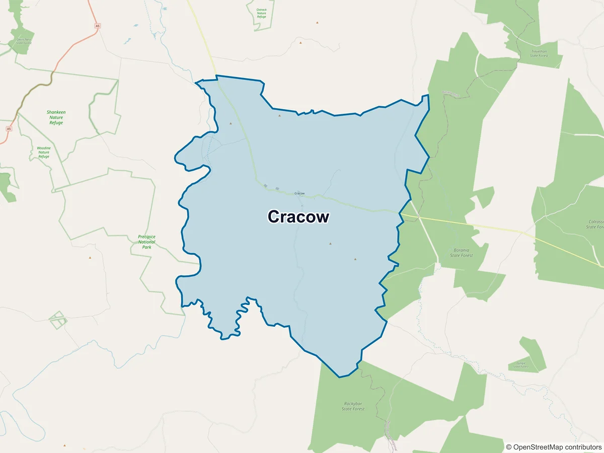 Map of Cracow, QLD, Australia