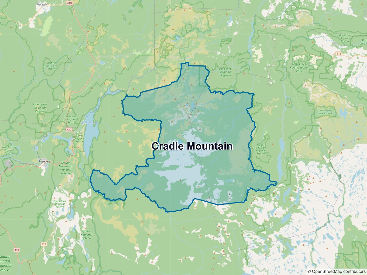 Map of Cradle Mountain, TAS, Australia