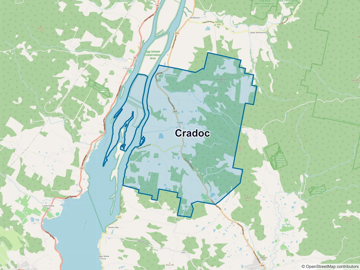 Map of Cradoc, TAS, Australia