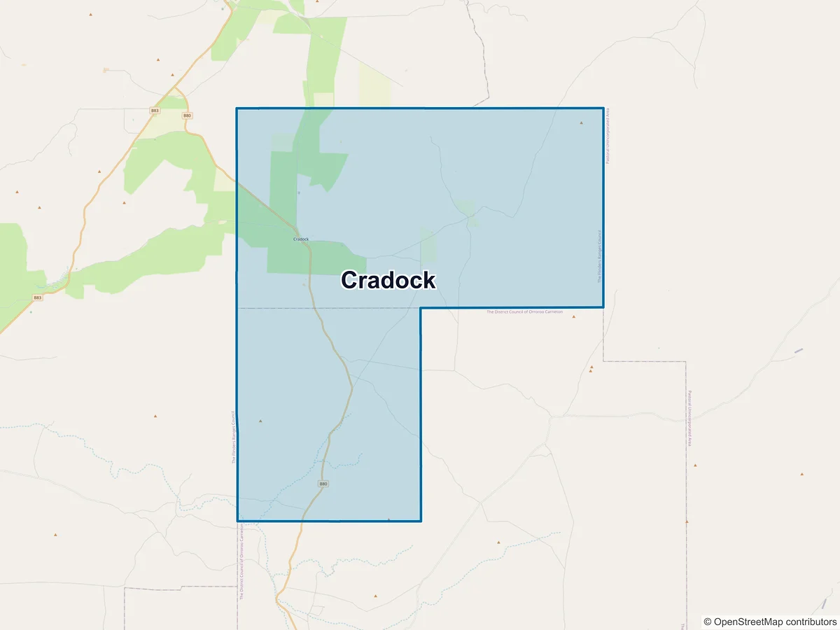 Map of Cradock, SA, Australia